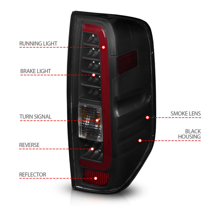 Anzo USA 311444 Tail Light Assembly; LED; Smoke Lens; Black Housing; Pair; - Truck Part Superstore