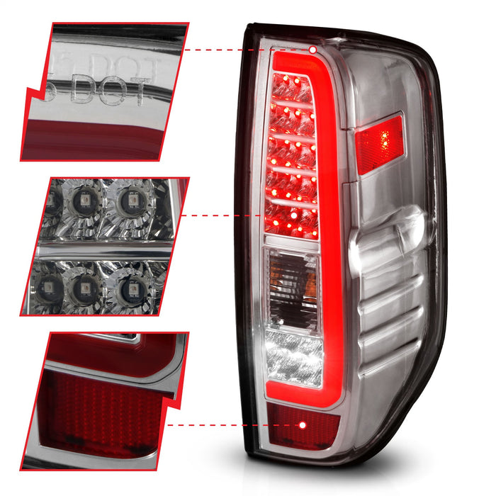 Anzo USA 311445 Tail Light Assembly; LED; Clear Lens; Chrome Housing; Pair; - Truck Part Superstore