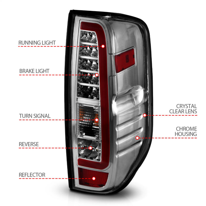 Anzo USA 311445 Tail Light Assembly; LED; Clear Lens; Chrome Housing; Pair; - Truck Part Superstore
