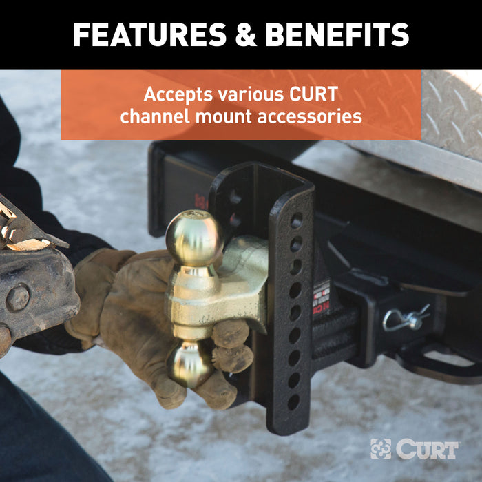 CURT 45908 Adjustable Channel Mount with 2-5/16in. Ball/Pintle (2-1/2in. Shank; 20;000 lbs. - Truck Part Superstore