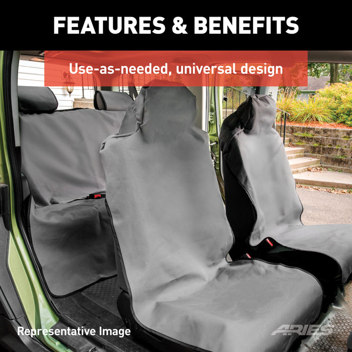 ARIES 3142-09 Seat Defender 58in. x 23in. Removable Waterproof Black Bucket Seat Cover - Truck Part Superstore