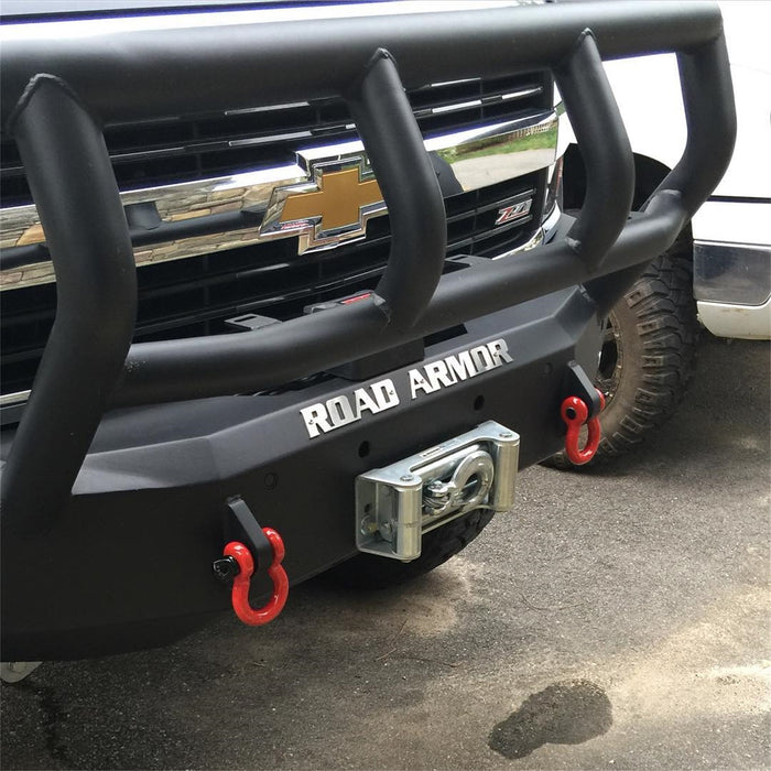 Road Armor 315R2B Stealth Winch Front Bumper; Titan II Guard; Satin Black; Square Fog Light Holes; - Truck Part Superstore