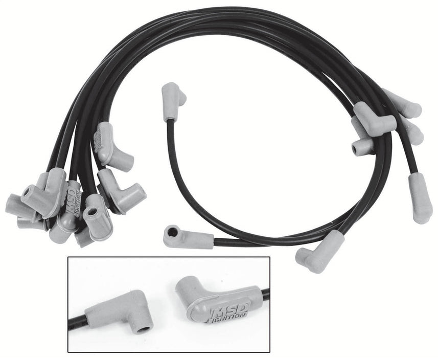 MSD 31833 Custom Spark Plug Wire Set; 8.5mm; Black; w/HEI; 90 Degree Boots; - Truck Part Superstore
