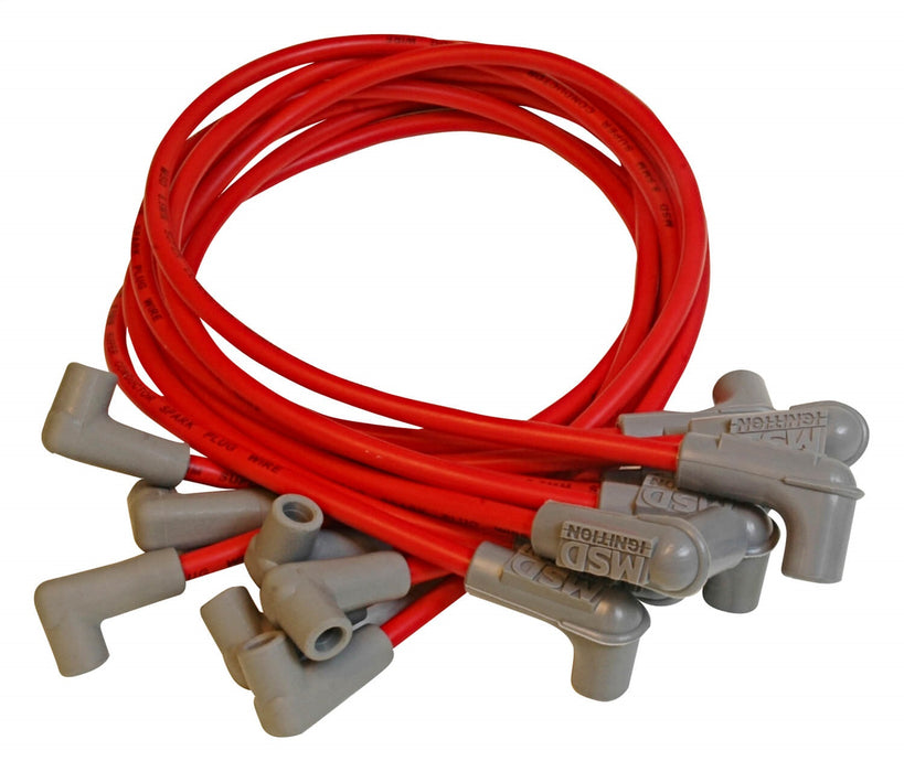 MSD 31839 Custom Spark Plug Wire Set; 8.5mm; Red; w/HEI; 90 Degree Boots; - Truck Part Superstore