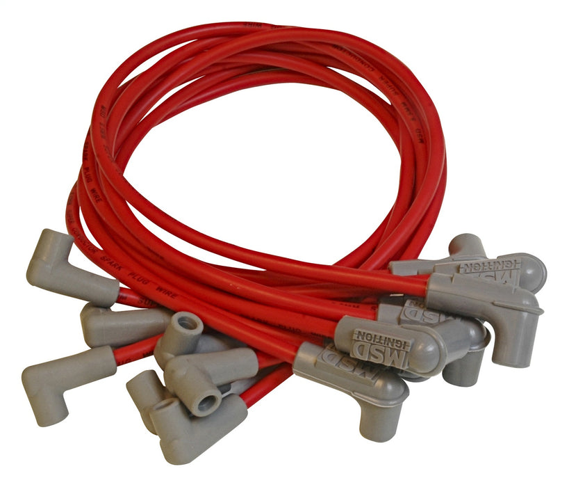 MSD 31839 Custom Spark Plug Wire Set; 8.5mm; Red; w/HEI; 90 Degree Boots; - Truck Part Superstore