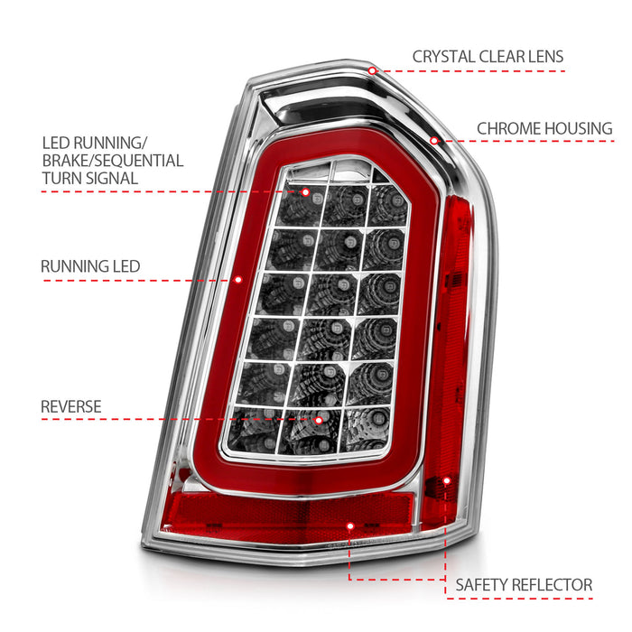 Anzo USA 321344 Tail Light Assembly; LED; w/Chrome Sequential Lens; Pair; - Truck Part Superstore