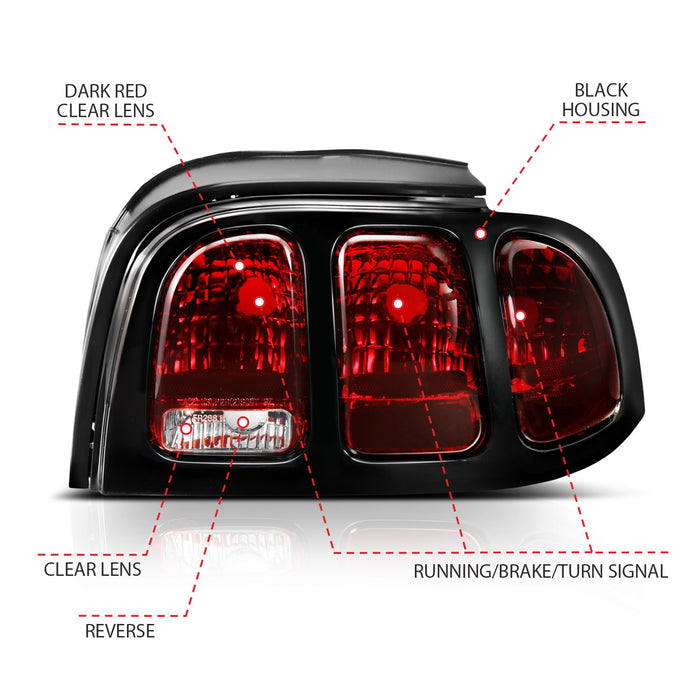 Anzo USA 321350 Tail Light Assembly; Dark Red Lens; OE Style; - Truck Part Superstore