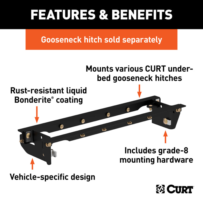 CURT 60645 Double Lock EZr Gooseneck Installation Brackets; Select Ford F-250; F-350 - Truck Part Superstore