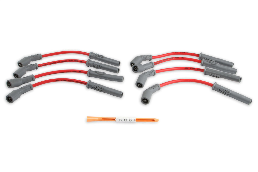 MSD 32829 Custom Spark Plug Wire Set; 8.5mm; Red; LS1 Conversion; OEM Cut; - Truck Part Superstore