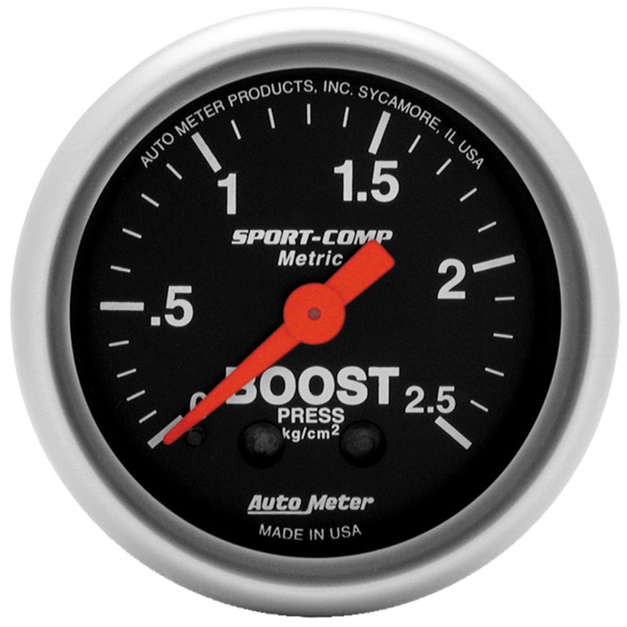 AutoMeter 3304-J GAUGE; BOOST; 2 1/16in.; 2.5KG/CM2; MECHANICAL; SPORT-COMP - Truck Part Superstore