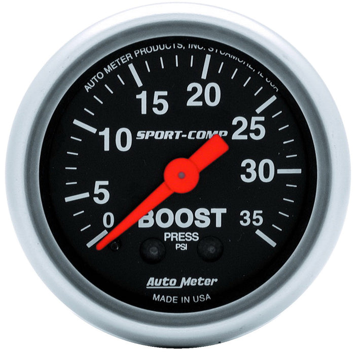 AutoMeter 3304 GAUGE; BOOST; 2 1/16in.; 35PSI; MECHANICAL; SPORT-COMP - Truck Part Superstore