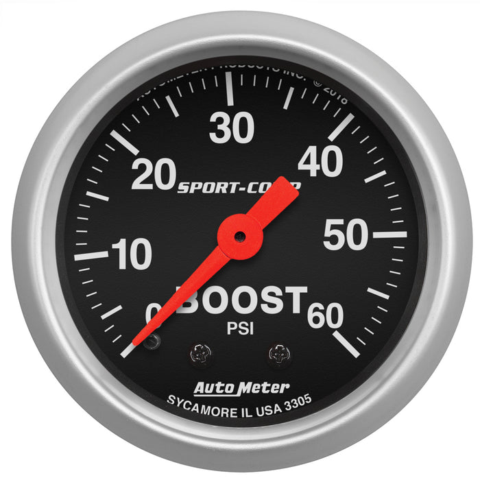 AutoMeter 3305 GAUGE; BOOST; 2 1/16in.; 60PSI; MECHANICAL; SPORT-COMP - Truck Part Superstore