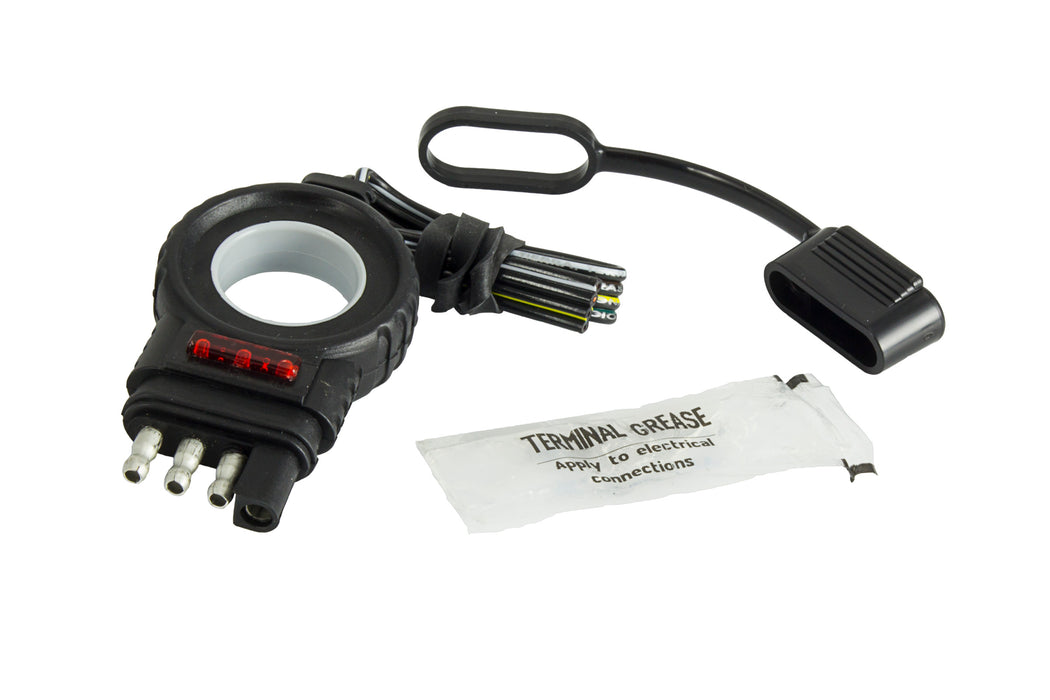 Husky Towing 33065 4 Flat Plug With Finger Pull 12 Inch Length With LED Test Trailer End - Truck Part Superstore