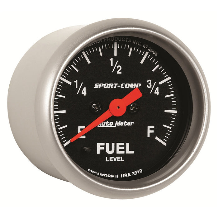 AutoMeter 3310 GAUGE; FUEL LEVEL; 2 1/16in.; 0-280O PROGRAMMABLE; SPORT-COMP - Truck Part Superstore