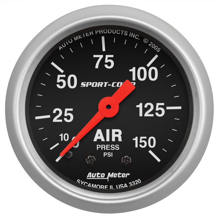 AutoMeter 3320 GAUGE; AIR PRESS; 2 1/16in.; 150PSI; MECHANICAL; SPORT-COMP - Truck Part Superstore