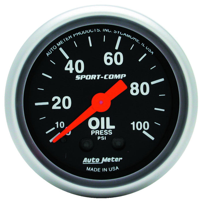 AutoMeter 3321 GAUGE; OIL PRESSURE; 2 1/16in.; 100PSI; MECHANICAL; SPORT-COMP - Truck Part Superstore