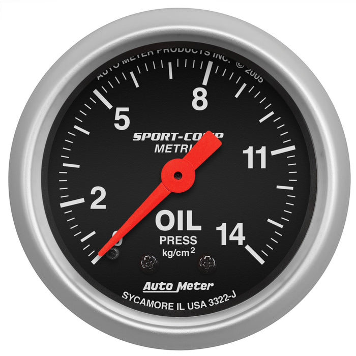 AutoMeter 3322-J GAUGE; OIL PRESSURE; 2 1/16in.; 14KG/CM2; MECHANICAL; SPORT-COMP - Truck Part Superstore