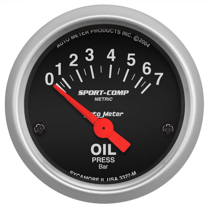 AutoMeter 3327-M GAUGE; OIL PRESSURE; 2 1/16in.; 7 BAR; ELECTRIC; SPORT-COMP - Truck Part Superstore