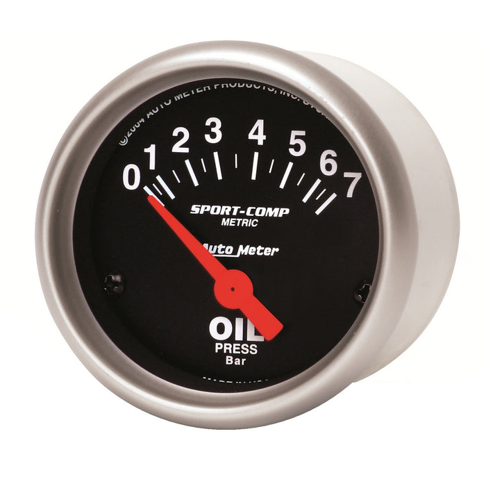 AutoMeter 3327-M GAUGE; OIL PRESSURE; 2 1/16in.; 7 BAR; ELECTRIC; SPORT-COMP - Truck Part Superstore