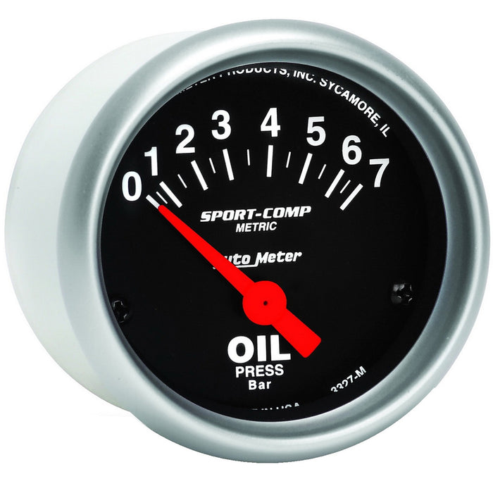 AutoMeter 3327-M GAUGE; OIL PRESSURE; 2 1/16in.; 7 BAR; ELECTRIC; SPORT-COMP - Truck Part Superstore