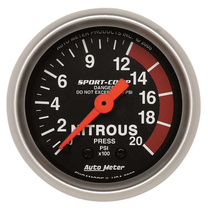 AutoMeter 3328 GAUGE; NITROUS PRESSURE; 2 1/16in.; 2000PSI; MECHANICAL; SPORT-COMP - Truck Part Superstore
