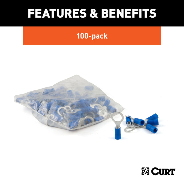 CURT 59525 Ring Terminals (16-14 Wire Gauge; 5/16in. Stud Size; 100-Pack) - Truck Part Superstore