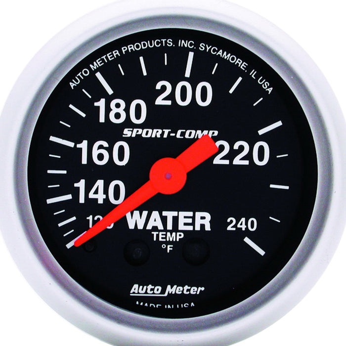 AutoMeter 3332 GAUGE; WATER TEMP; 2 1/16in.; 120-240deg.F; MECHANICAL; SPORT-COMP - Truck Part Superstore