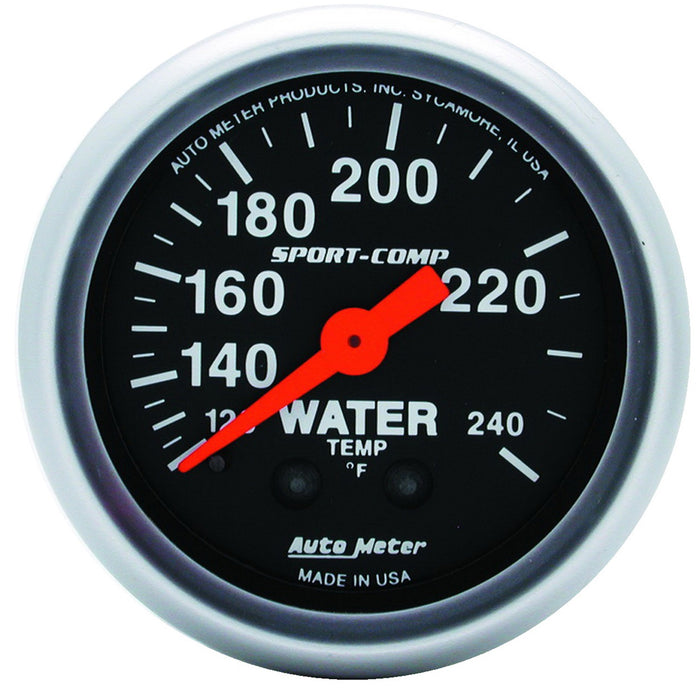 AutoMeter 3333 GAUGE; WATER TEMP; 2 1/16in.; 120-240deg.F; MECHANICAL; 12FT.; SPORT-COMP - Truck Part Superstore