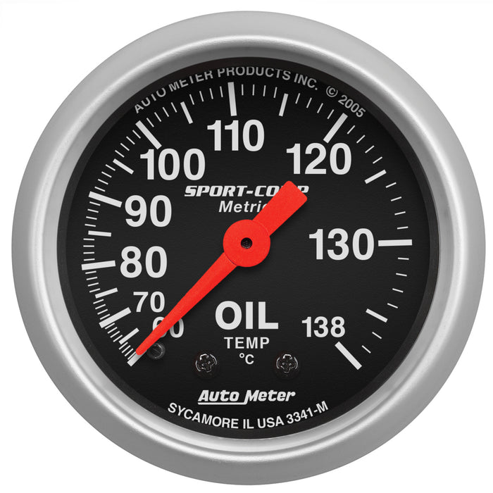 AutoMeter 3341-M GAUGE; OIL TEMP; 2 1/16in.; 60-140deg.C; MECHANICAL; SPORT-COMP - Truck Part Superstore