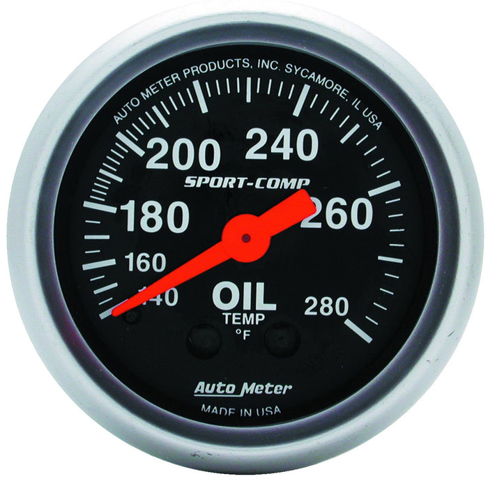 AutoMeter 3341 GAUGE; OIL TEMP; 2 1/16in.; 140-280deg.F; MECHANICAL; SPORT-COMP - Truck Part Superstore