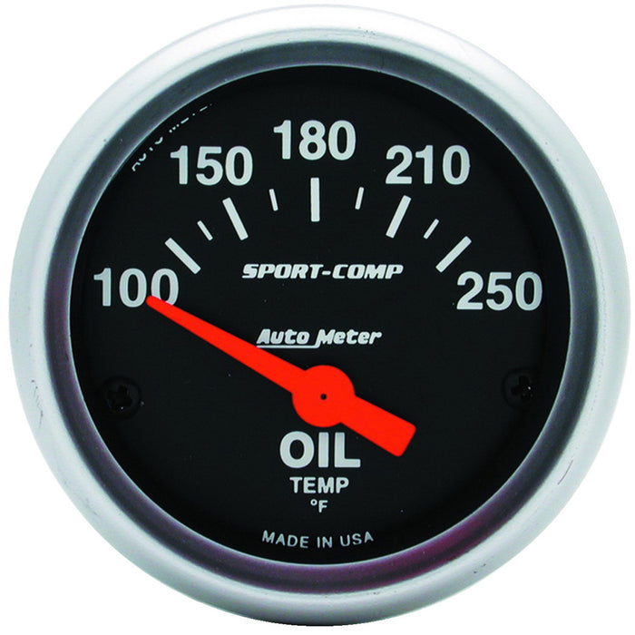 AutoMeter 3347 GAUGE; OIL TEMP; 2 1/16in.; 100-250deg.F; ELECTRIC; SPORT-COMP - Truck Part Superstore