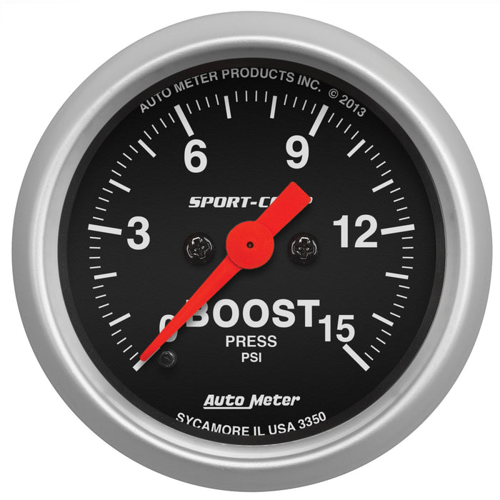 AutoMeter 3350 GAUGE; BOOST; 2 1/16in.; 15PSI; DIGITAL STEPPER MOTOR; SPORT-COMP - Truck Part Superstore