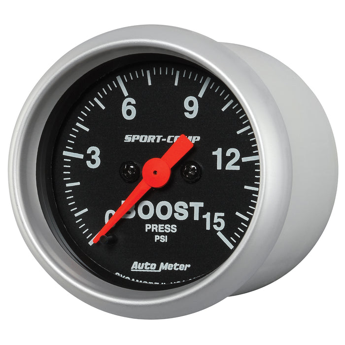 AutoMeter 3350 GAUGE; BOOST; 2 1/16in.; 15PSI; DIGITAL STEPPER MOTOR; SPORT-COMP - Truck Part Superstore