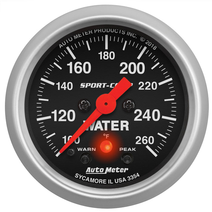 AutoMeter 3354 GAUGE; WATER TEMP; 2 1/16in.; 260deg.F; DIGITAL STEPPER MOTOR W/PK/WRN; SPORT-CO - Truck Part Superstore