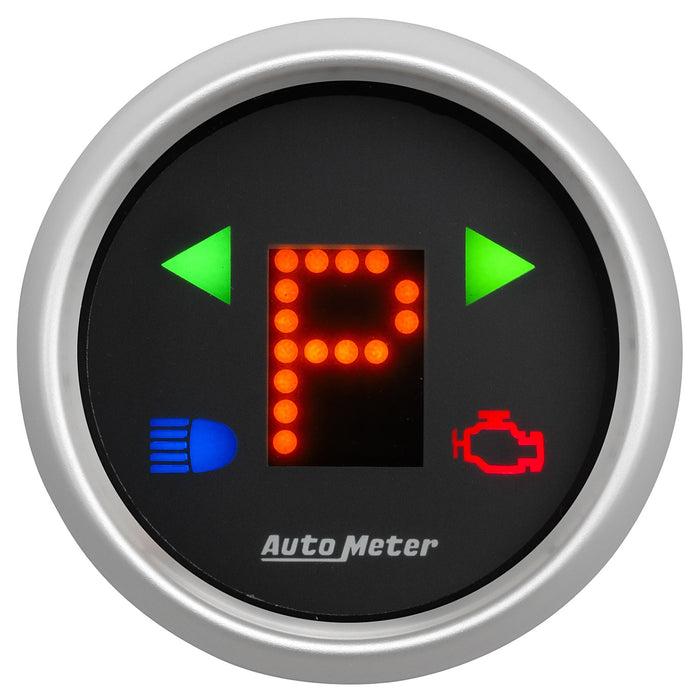 AutoMeter 3359 GAUGE; GEAR POS; 2 1/16in.; INCL INDICATORS; BLACK DIAL; RED LED; SILVER BEZEL - Truck Part Superstore