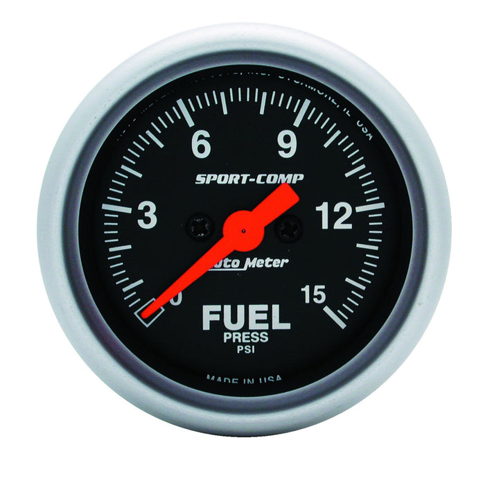 AutoMeter 3361 GAUGE; FUEL PRESSURE; 2 1/16in.; 15PSI; DIGITAL STEPPER MOTOR; SPORT-COMP - Truck Part Superstore
