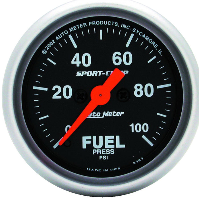 AutoMeter 3363 GAUGE; FUEL PRESSURE; 2 1/16in.; 100PSI; DIGITAL STEPPER MOTOR; SPORT-COMP - Truck Part Superstore