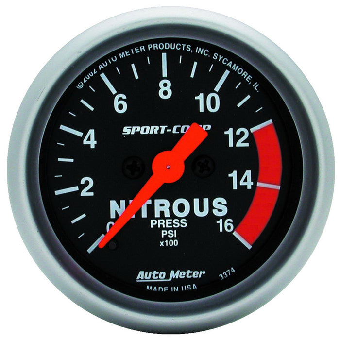 AutoMeter 3374 GAUGE; NITROUS PRESSURE; 2 1/16in.; 1600PSI; DIGITAL STEPPER MOTOR; SPORT-COMP - Truck Part Superstore