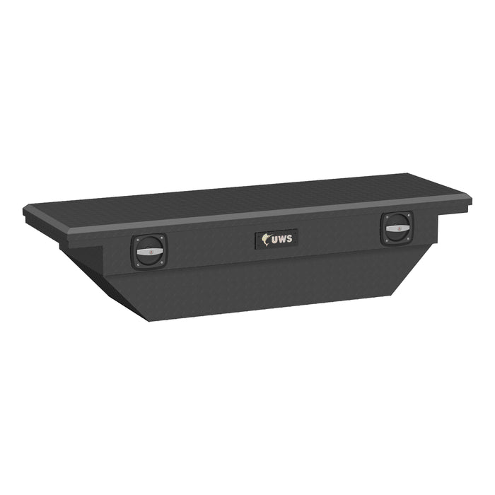 UWS EC11023 Matte Black 63in. Secure Lock Angled Tool Box; Low Profile (Heavy Packaging) - Truck Part Superstore