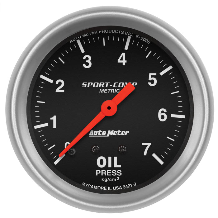 AutoMeter 3421-J GAUGE; OIL PRESSURE; 2 5/8in.; 7.0KG/CM2; MECHANICAL; SPORT-COMP - Truck Part Superstore