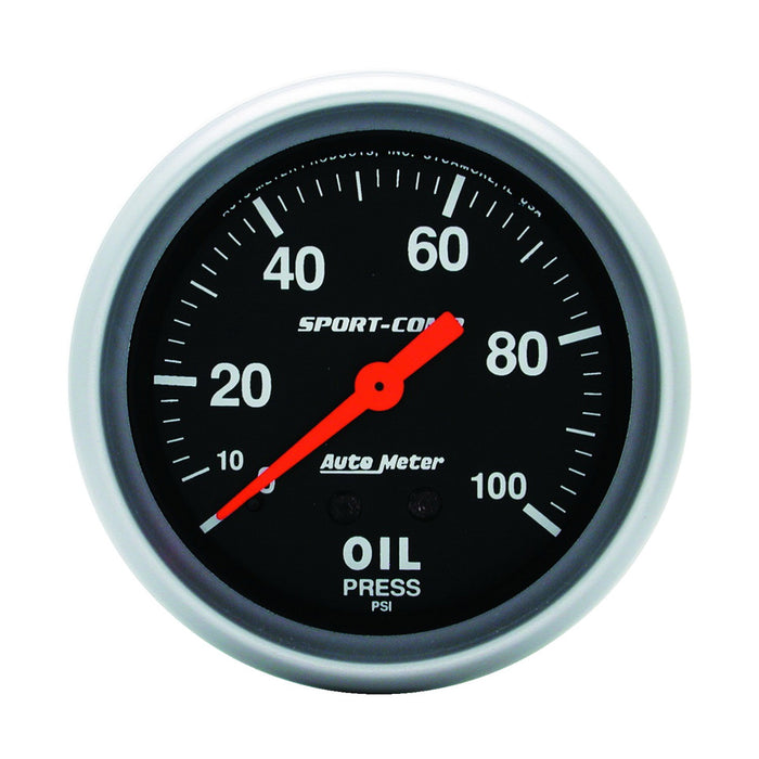 AutoMeter 3421 GAUGE; OIL PRESSURE; 2 5/8in.; 100PSI; MECHANICAL; SPORT-COMP - Truck Part Superstore