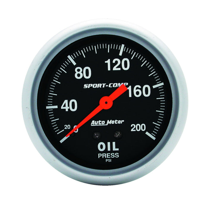 AutoMeter 3422 GAUGE; OIL PRESSURE; 2 5/8in.; 200PSI; MECHANICAL; SPORT-COMP - Truck Part Superstore