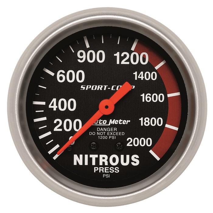 AutoMeter 3428 GAUGE; NITROUS PRESSURE; 2 5/8in.; 2000PSI; MECHANICAL; SPORT-COMP - Truck Part Superstore