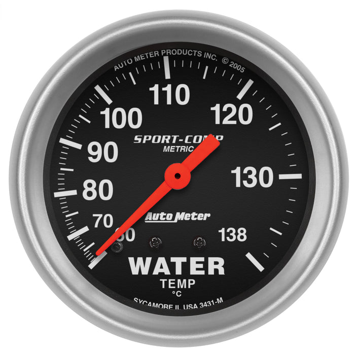 AutoMeter 3431-M GAUGE; WATER TEMP; 2 5/8in.; 60-140deg.C; MECHANICAL; SPORT-COMP - Truck Part Superstore