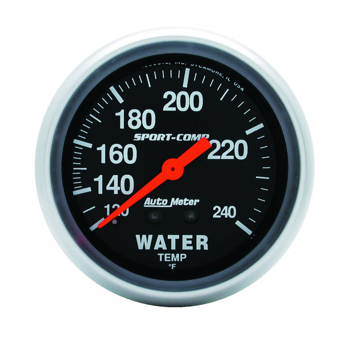 AutoMeter 3433 GAUGE; WATER TEMP; 2 5/8in.; 120-240deg.F; MECHANICAL; 12FT.; SPORT-COMP - Truck Part Superstore
