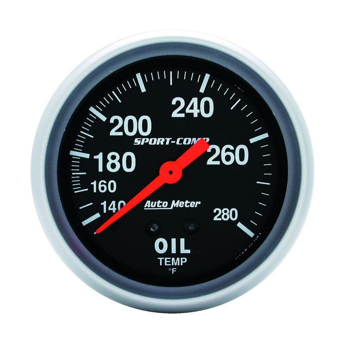 AutoMeter 3443 GAUGE; OIL TEMP; 2 5/8in.; 140-280deg.F; MECHANICAL; 12 FT.; SPORT-COMP - Truck Part Superstore
