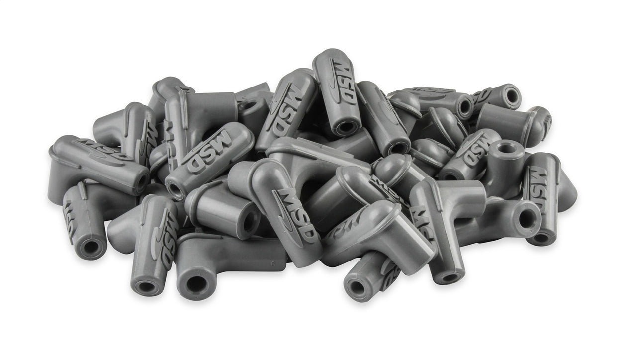 MSD 34514 Spark Plug Boots; 90 Degree w/MSD Logo; Gray Silicone; 50 Piece; - Truck Part Superstore