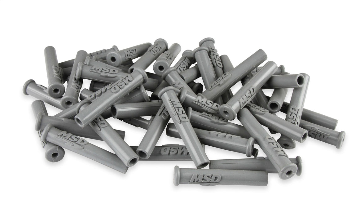 MSD 34564 Spark Plug Boots; Straight/Multi Angle w/MSD Logo; Gray Silicone; 50 Piece; - Truck Part Superstore