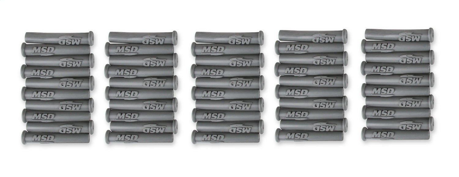 MSD 34564 Spark Plug Boots; Straight/Multi Angle w/MSD Logo; Gray Silicone; 50 Piece; - Truck Part Superstore