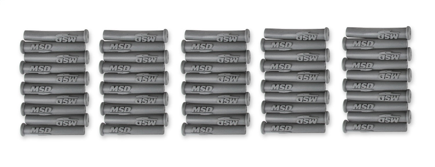 MSD 34564 Spark Plug Boots; Straight/Multi Angle w/MSD Logo; Gray Silicone; 50 Piece; - Truck Part Superstore